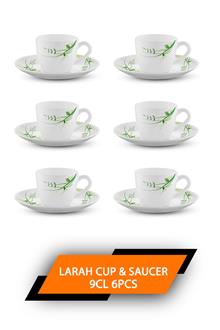 Larah 9cl 6pcs Cup & Saucer Set Green Herbs
